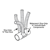 Spa PVC Grenrör 2-tum med 6st utlopp  Skiss på slangarna som ansluts på grenröret