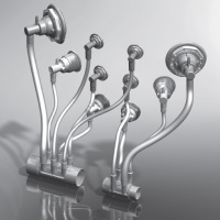 Grenrör används för att ansluta spajets 3D modell på grenrör med slangar påkopplade