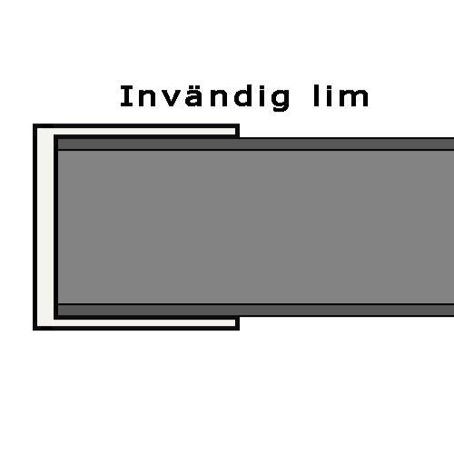 En skiss som visar att produkten limmas utanpå ett rör eller annan koppling