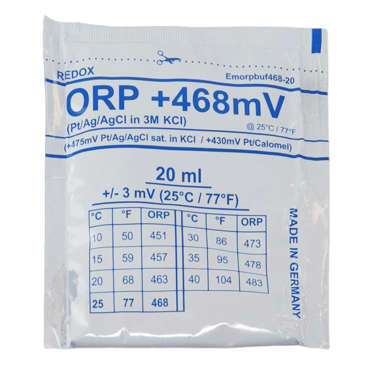 En påse med ORP kalibreringsvätska