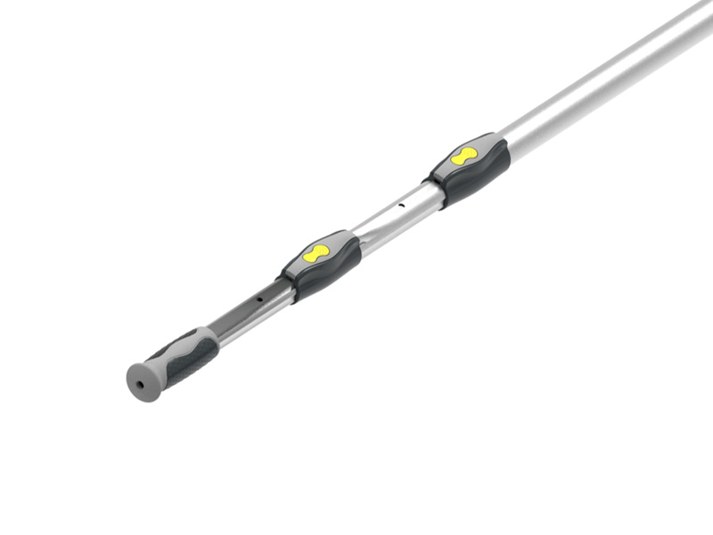 Teleskopstången delvis utfälld mot en vit bakgrund